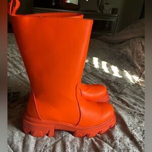 Orange Combat Boots